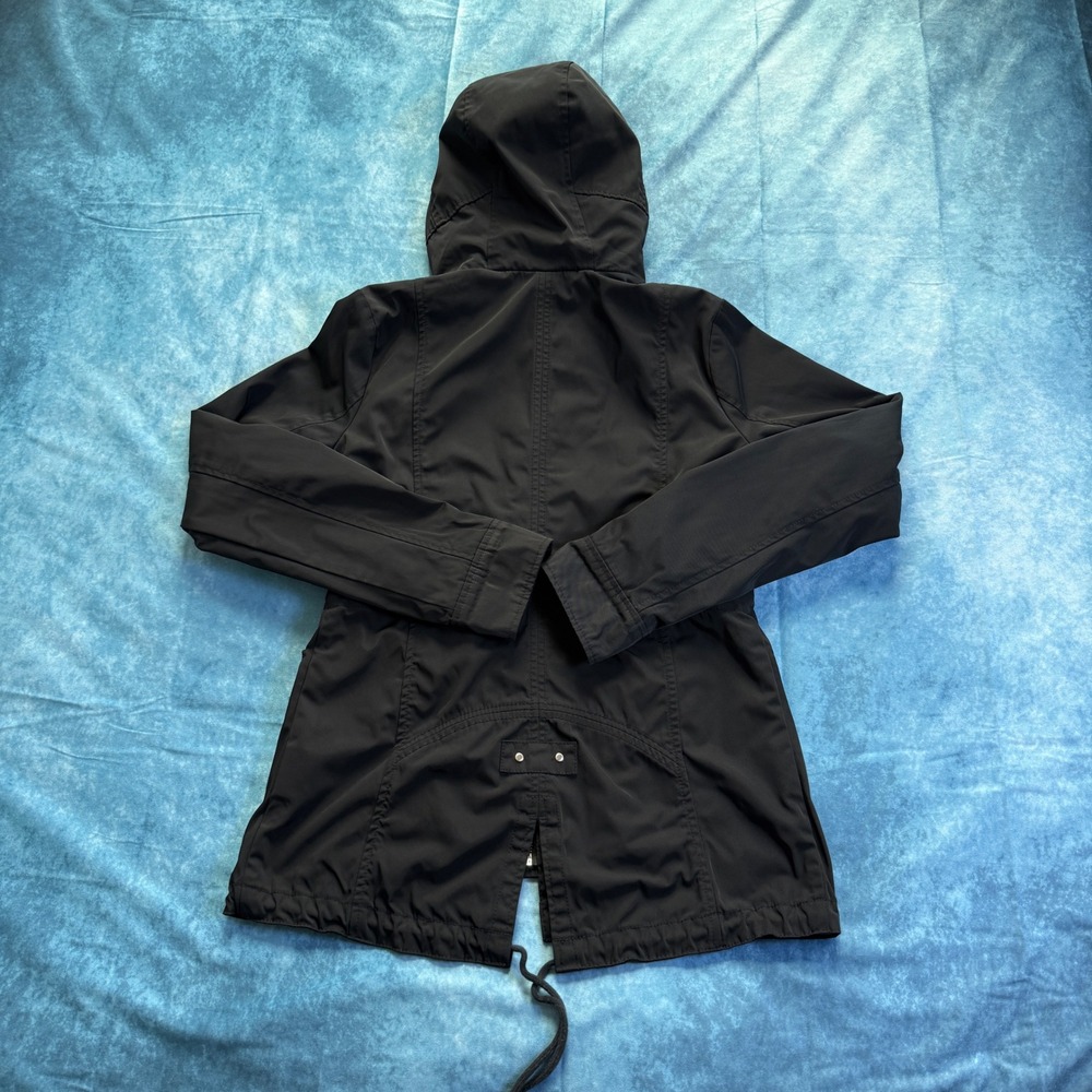 Abercrombie & Fitch Nylon Parka Jacket Hooded Black Water Resistant S - Picture 7 of 8